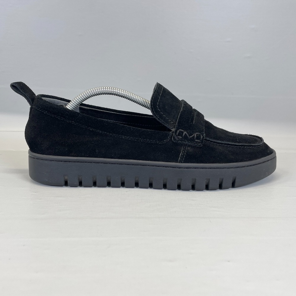 Vionic Uptown Penny Loafers Womens Size 8 Black Suede Slip On Casual Shoes